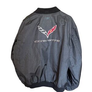 Vintage Corvette Jacket Mens 3XL Black Nylon Lined Embroidered Logo